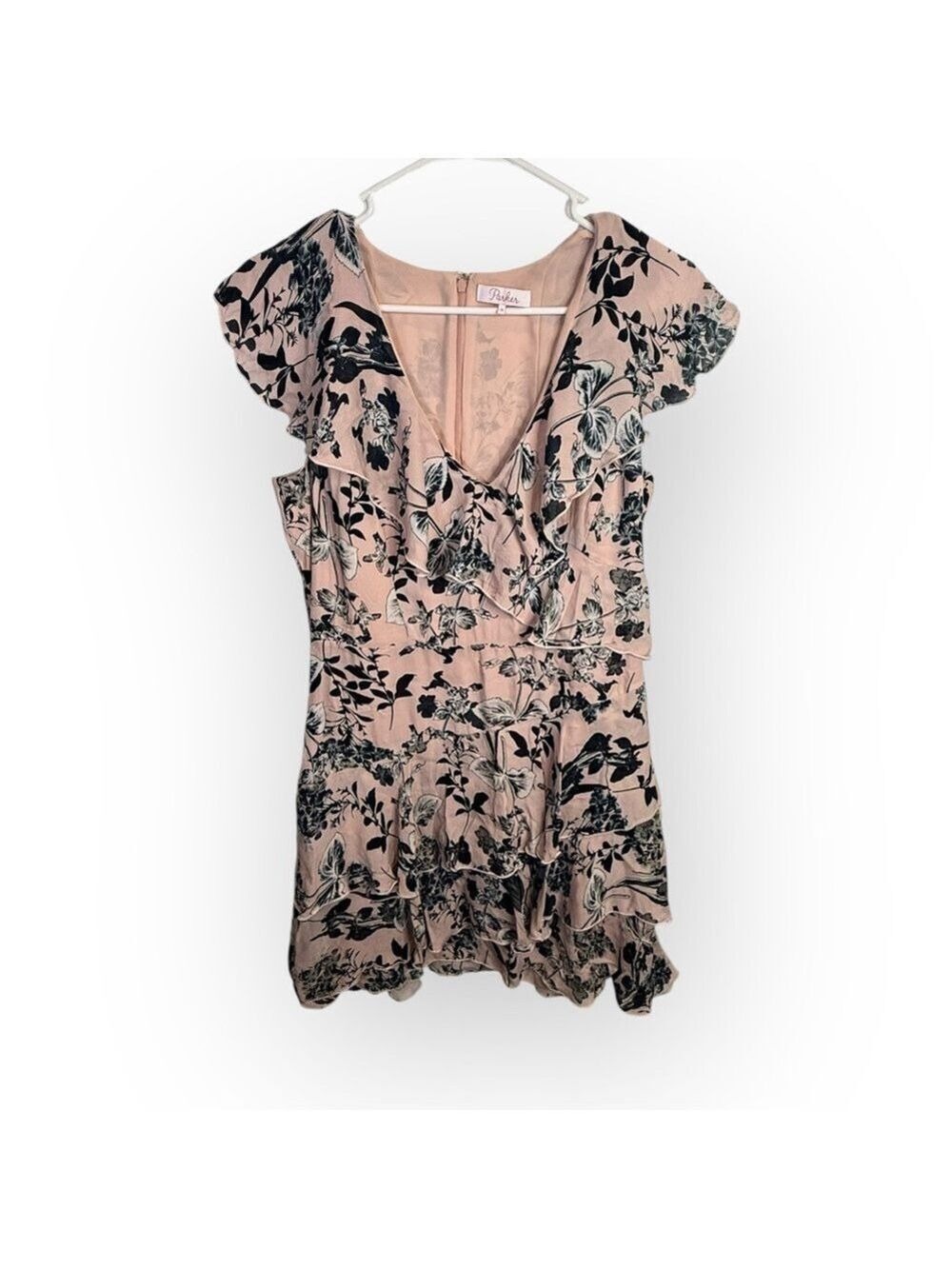 Parker Pink Floral Silk Tea Dress Size 10 - Picture 3 of 7